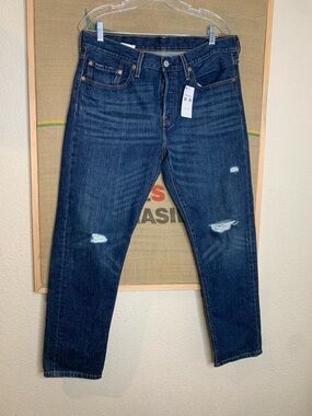 Levi's Dark Blue Distressed Women's Cropped Jeans